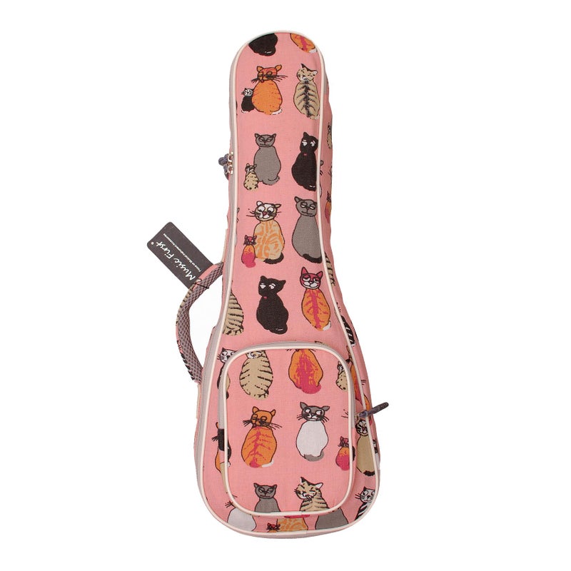 MUSIC FIRST Canvas MISS CAT ukulele case ukulele bag, Double Shoulder Straps, Original Design (Fit for 21 inch Soprano Ukulele, Double Shoulder Straps) - Image 1